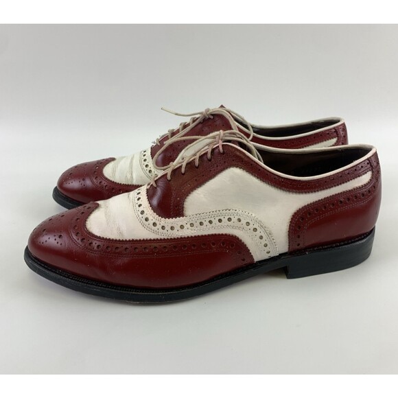 Allen Edmonds Broadstreet Red White Leather Brogue Oxford Wingtip Mens 10.5 D - Picture 2 of 13